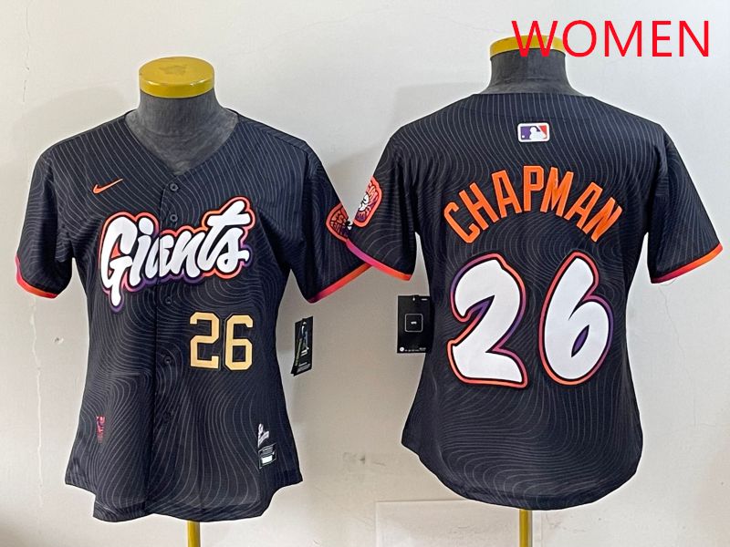 Women San Francisco Giants #26 Chapman Black Joint Name Nike 2025 MLB Jersey style 2